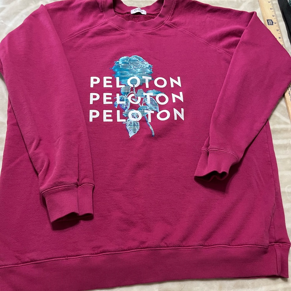 Peloton Fuchsia Sweatshirt with Blue Graphic M